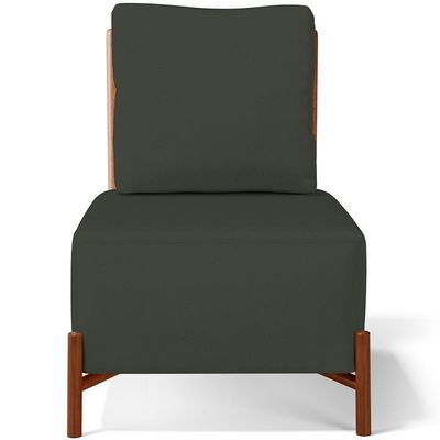 Poltrona Decorativa Sala de Estar Living Hungria L02 Couríssimo Camel Linho Verde Musgo - Lyam