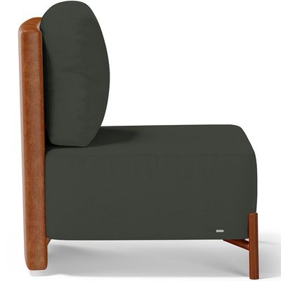 Poltrona Decorativa Sala de Estar Living Hungria L02 Couríssimo Camel Linho Verde Musgo - Lyam