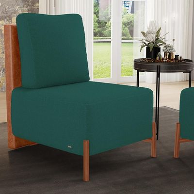 Poltrona Decorativa Sala Estar Living Pés Madeira Hungria L02 Couríssimo Camel Bouclê Verde - Lyam