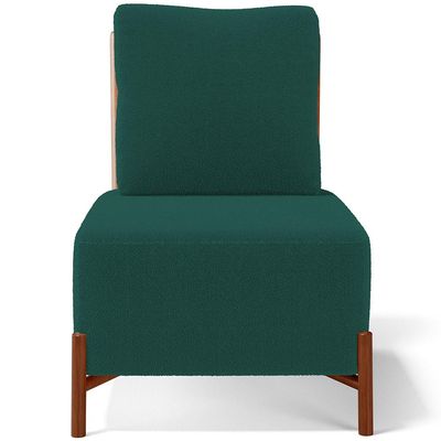 Poltrona Decorativa Sala Estar Living Pés Madeira Hungria L02 Couríssimo Camel Bouclê Verde - Lyam