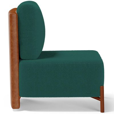 Poltrona Decorativa Sala Estar Living Pés Madeira Hungria L02 Couríssimo Camel Bouclê Verde - Lyam