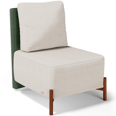 Poltrona Decorativa Sala de Estar Living Pés Madeira Hungria L02 Couríssimo Verde Linho Cru - Lyam