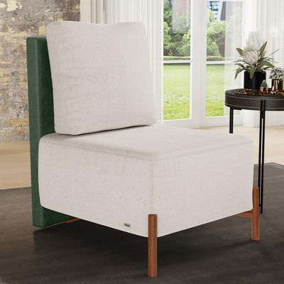 Poltrona Decorativa Sala de Estar Living Pés Madeira Hungria L02 Couríssimo Verde Linho Cru - Lyam