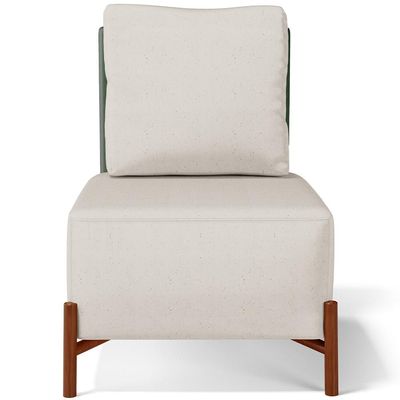 Poltrona Decorativa Sala de Estar Living Pés Madeira Hungria L02 Couríssimo Verde Linho Cru - Lyam