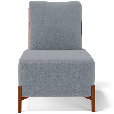 Poltrona Decorativa Sala Estar Living Pés Madeira Hungria L02 Couríssimo Camel Bouclê Cinza - Lyam