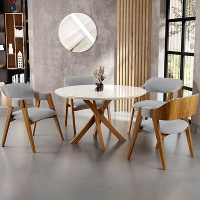 Kit 02 Cadeiras Para Sala de Jantar e Estar Living Estofada Suran L02 Suede Cinza - Lyam