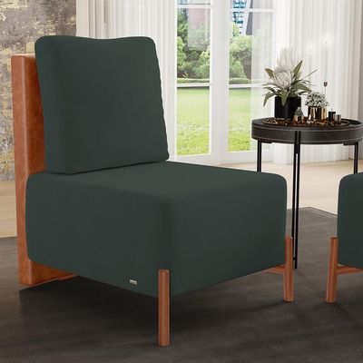 Poltrona Decorativa Sala de Estar Living Hungria L02 Couríssimo Camel Suede Verde Musgo - Lyam