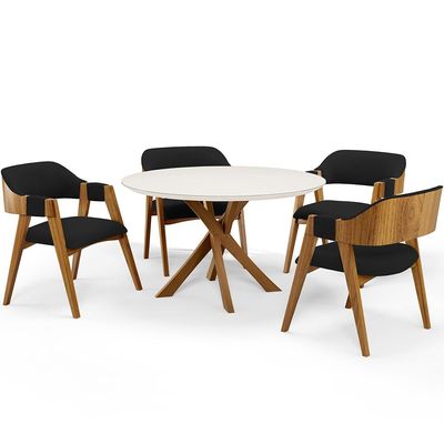 Cadeira Para Sala de Jantar e Estar Living Estofada Suran L02 Bouclê Preto - Lyam