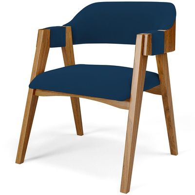 Kit 02 Cadeiras Para Sala de Jantar e Estar Living Estofada Suran L02 Suede Azul Marinho - Lyam