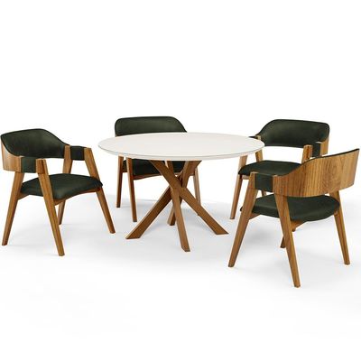 Cadeira Para Sala de Jantar e Estar Living Estofada Suran L02 Couríssimo Verde Musgo - Lyam