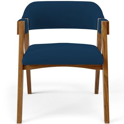 Kit 02 Cadeiras Para Sala de Jantar e Estar Living Estofada Suran L02 Suede Azul Marinho - Lyam