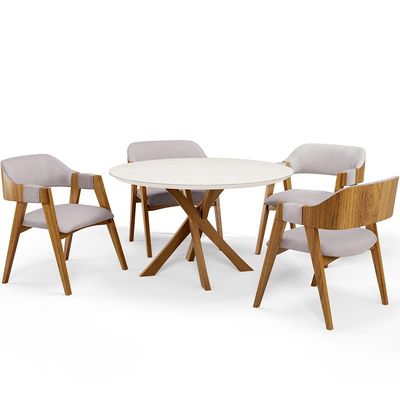 Cadeira Para Sala de Jantar e Estar Living Estofada Suran L02 Linho Bege - Lyam