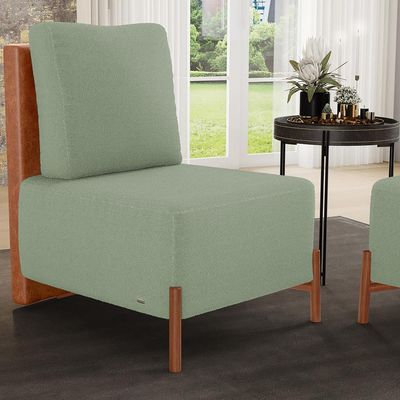 Poltrona Decorativa Sala Estar Living Pés Madeira Hungria L02 Couríssimo Camel Bouclê Oliva - Lyam