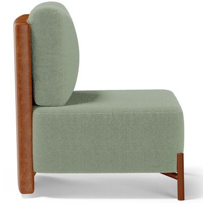 Poltrona Decorativa Sala Estar Living Pés Madeira Hungria L02 Couríssimo Camel Bouclê Oliva - Lyam