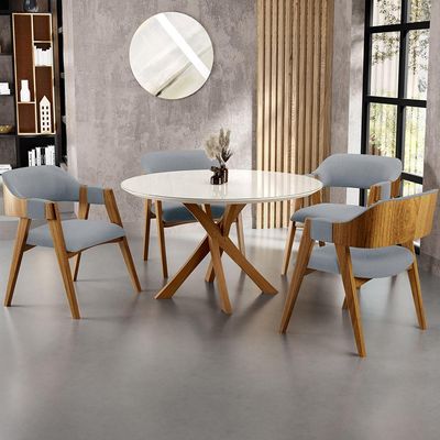 Kit 02 Cadeiras Para Sala de Jantar e Estar Living Estofada Suran L02 Bouclê Cinza - Lyam