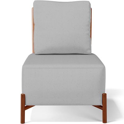 Poltrona Decorativa Sala Estar Living Pés Madeira Hungria L02 Couríssimo Camel Linho Cinza - Lyam