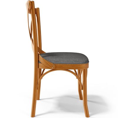 Cadeira Para Sala de Jantar e Estar Living Estofada Ávila L02 Linho Cinza Escuro - Lyam