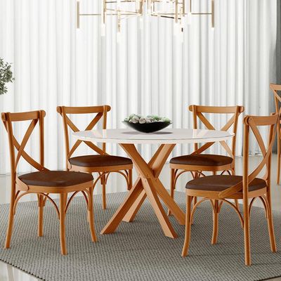 Cadeira Para Sala de Jantar e Estar Living Estofada Ávila L02 Couríssimo Marrom - Lyam