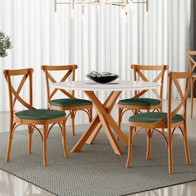 Cadeira Para Sala de Jantar e Estar Living Estofada Ávila L02 Couríssimo Verde Musgo - Lyam