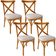 Kit 04 Cadeiras Para Sala de Jantar e Estar Living Estofada Ávila L02 Linho Cru - Lyam