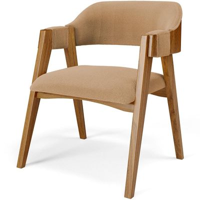 Cadeira Para Sala de Jantar e Estar Living Estofada Suran L02 Bouclê Mostarda - Lyam