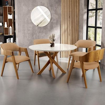 Cadeira Para Sala de Jantar e Estar Living Estofada Suran L02 Bouclê Mostarda - Lyam
