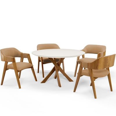 Cadeira Para Sala de Jantar e Estar Living Estofada Suran L02 Bouclê Mostarda - Lyam