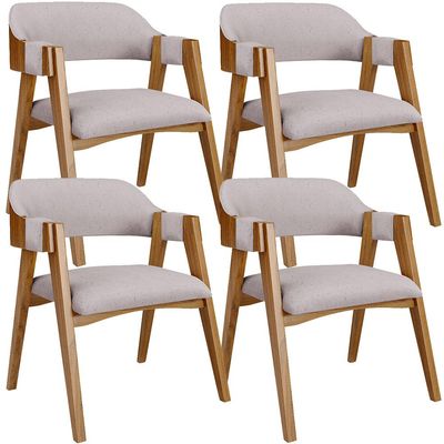 Kit 04 Cadeiras Para Sala de Jantar e Estar Living Estofada Suran L02 Linho Bege - Lyam