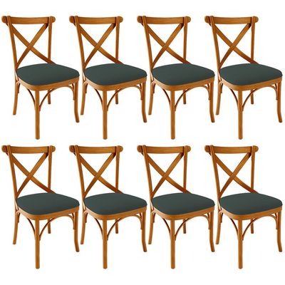 Kit 08 Cadeiras Para Sala de Jantar e Estar Living Estofada Ávila L02 Suede Verde Musgo - Lyam