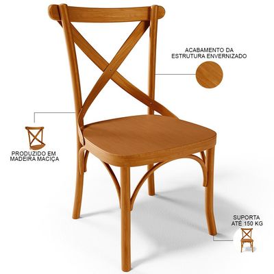 Kit 06 Cadeiras Para Sala de Jantar e Estar Living Ávila L02 Madeira Maciça - Lyam