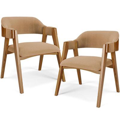 Kit 02 Cadeiras Para Sala de Jantar e Estar Living Estofada Suran L02 Bouclê Mostarda - Lyam