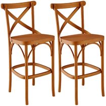 Kit 02 Banquetas Altas Cozinha Bancada Bar Sala de Jantar Ávila L02 Madeira Maciça - Lyam