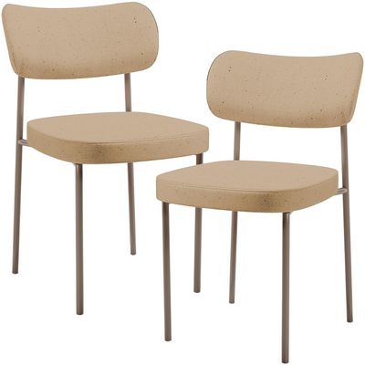 Kit 02 Cadeiras Para Sala De Jantar Melina Base Arena L02 Linho Bege Escuro - Lyam Decor