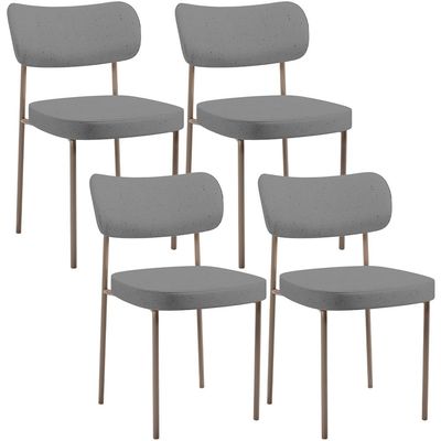 Kit 04 Cadeiras Decorativa Estofada Para Sala de Jantar Melina Base Arena L02 Linho Cinza Escuro - Lyam Decor