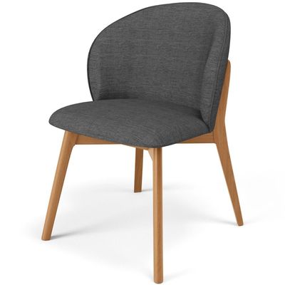 Cadeira de Jantar e Estar Living Estofada Mia L02 Linho Cinza Escuro - Lyam Decor