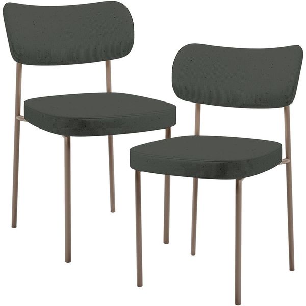 Kit 02 Cadeiras Para Sala De Jantar Melina Base Arena L02 Linho Verde Musgo - Lyam Decor