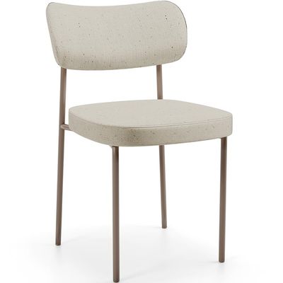 Cadeira Decorativa Sala De Jantar Melina Base Arena L02 Linho Champagne - Lyam Decor