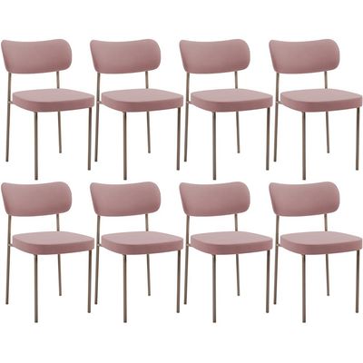 Kit 08 Cadeiras Estofadas Para Sala De Jantar Melina Base Arena L02 Suede Rosê - Lyam Decor