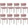 Kit 08 Cadeiras Estofadas Para Sala De Jantar Melina Base Arena L02 Suede Rosê - Lyam Decor