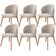 Kit 06 Cadeiras de Jantar e Estar Living Estofada Mia L02 Bouclê Bege - Lyam Decor