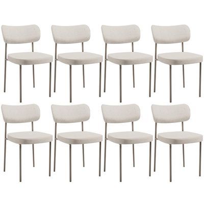 Kit 08 Cadeiras Estofadas Para Sala De Jantar Melina Base Arena L02 Linho Cru - Lyam Decor