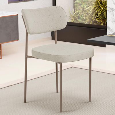 Kit 02 Cadeiras Para Sala De Jantar Melina Base Arena L02 Linho Champagne - Lyam Decor