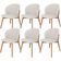 Kit 06 Cadeiras de Jantar e Estar Living Estofada Mia L02 Linho Cru - Lyam Decor
