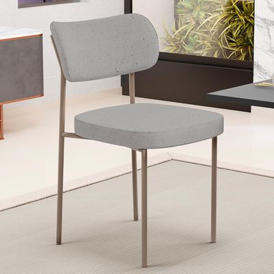 Cadeira Decorativa Sala De Jantar Melina Base Arena L02 Linho Cinza - Lyam Decor