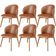 Kit 06 Cadeiras de Jantar e Estar Living Estofada Mia L02 Couríssimo Camel - Lyam Decor