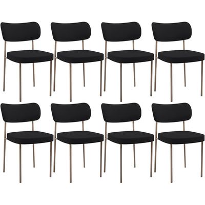Kit 08 Cadeiras Estofadas Para Sala De Jantar Melina Base Arena L02 Suede Preto - Lyam Decor