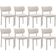 Kit 08 Cadeiras Estofadas Para Sala De Jantar Melina Base Arena L02 Bouclê Cru - Lyam Decor