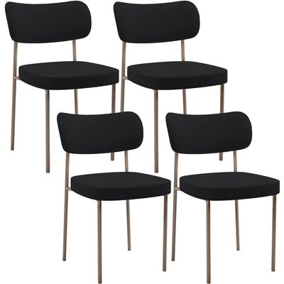 Kit 04 Cadeiras Decorativa Estofada Para Sala de Jantar Melina Base Arena L02 Suede Preto - Lyam Decor