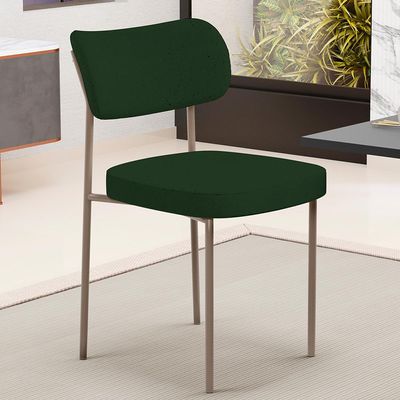 Kit 08 Cadeiras Estofadas Para Sala De Jantar Melina Base Arena L02 Suede Verde Musgo - Lyam Decor