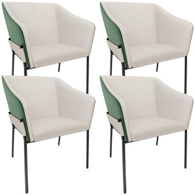Kit 4 Cadeiras Para Sala de Jantar Estar Living Olívia L02 Linho Cru Couríssimo Verde - Lyam Decor